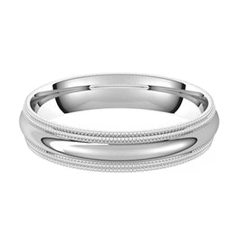 14K White Gold Double Milgrain Wedding Band