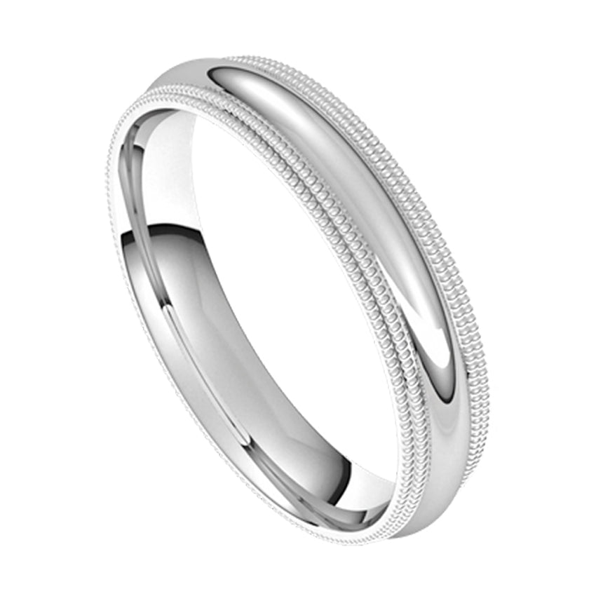 14K White Gold Double Milgrain Wedding Band