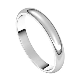 14K White Gold Half Round Wedding Band