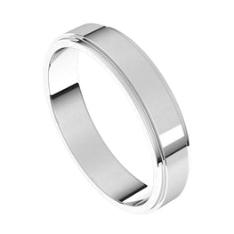 14K White Gold Stepped Edge Wedding Band