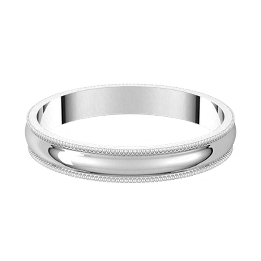 14K White Lightweight Milgrain Wedding Band