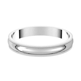 14K White Lightweight Milgrain Wedding Band