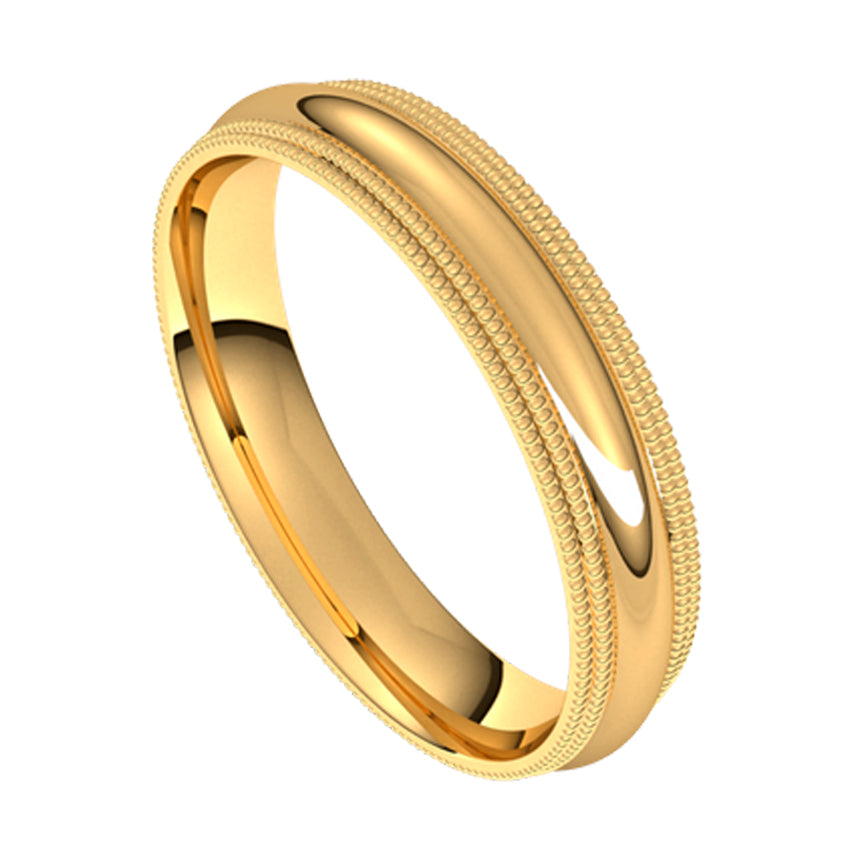 14K Yellow Gold Double Milgrain Wedding Band