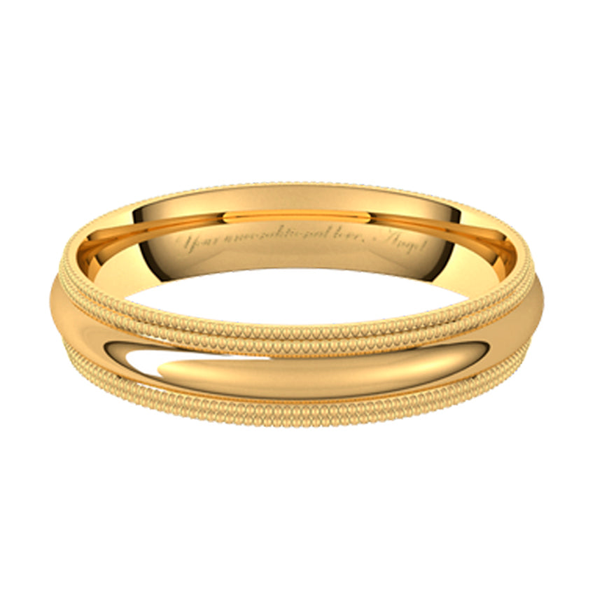 14K Yellow Gold Double Milgrain Wedding Band