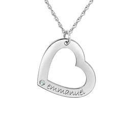 14K Yellow Gold One-Stone Posh Mommy® Engravable Heart Pendant