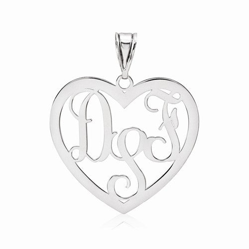 SS .027 Gauge Heart Monogram Pendant