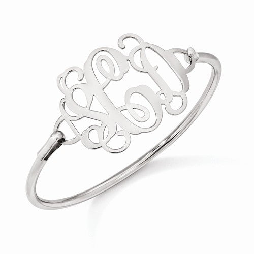 Sterling Silver High Polished Monogram Bangle Bracelet