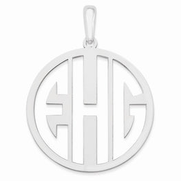 Sterling Silver Laser High Polished Monogram Pendant