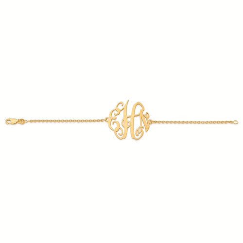 Gold Plated Monogram Plate With Chain Bracelet