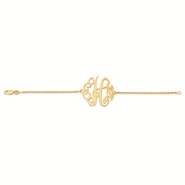 Gold Plated Monogram Plate With Chain Bracelet