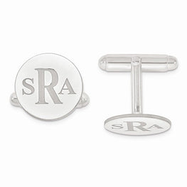 Sterling Silver Recessed Letters Circle Monogram Cuff Links