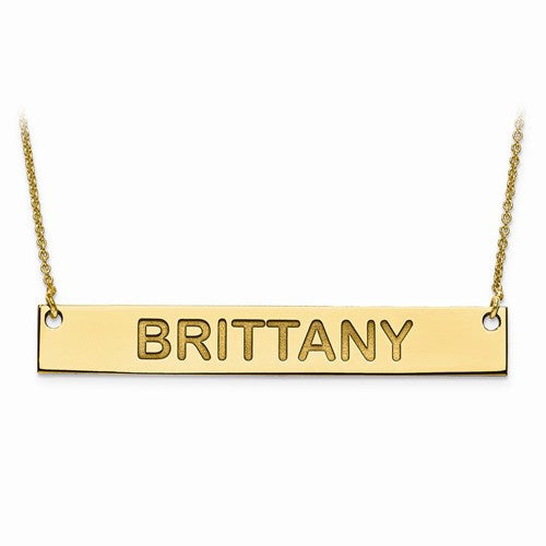 Gold Plated Block Letter Name Bar W/ Chain