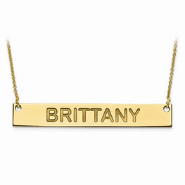 Gold Plated Block Letter Name Bar W/ Chain