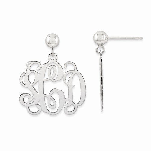 Sterling Silver Polished Monogram Post Dangle Earrings